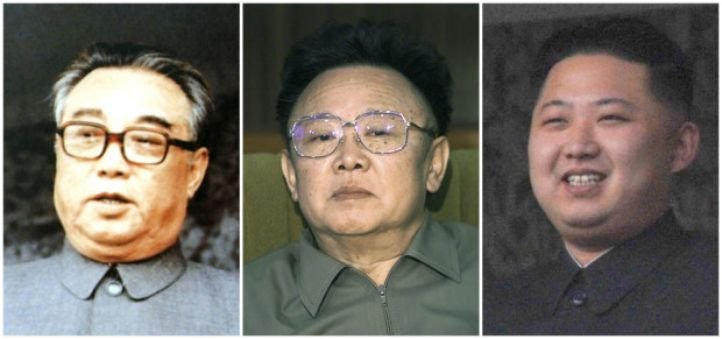 Kim Il Sung (1912-1994), Kim Jong-il (1941-2011) and Kim Jong-un (born 1983)