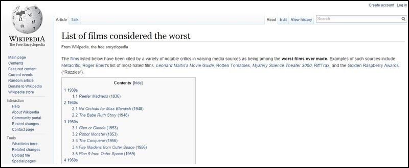 List of films considered the worst - Wikipedia