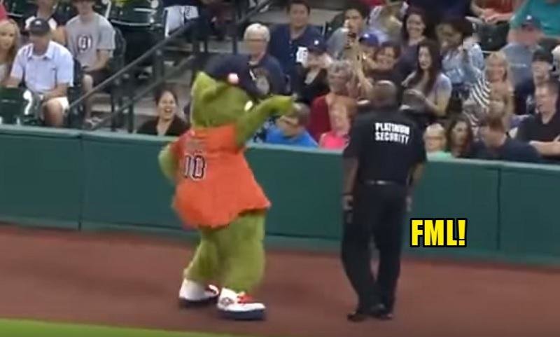 Security Guard Is About To Get Into A Fight With The Team Mascot