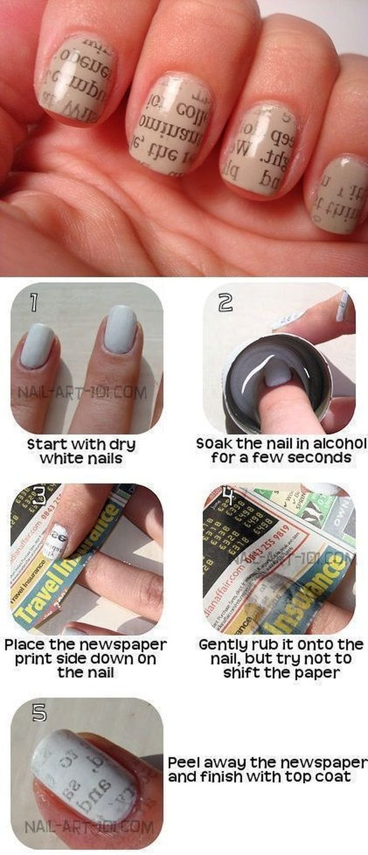 20+ Creative Newspaper Nail Art Design Ideas