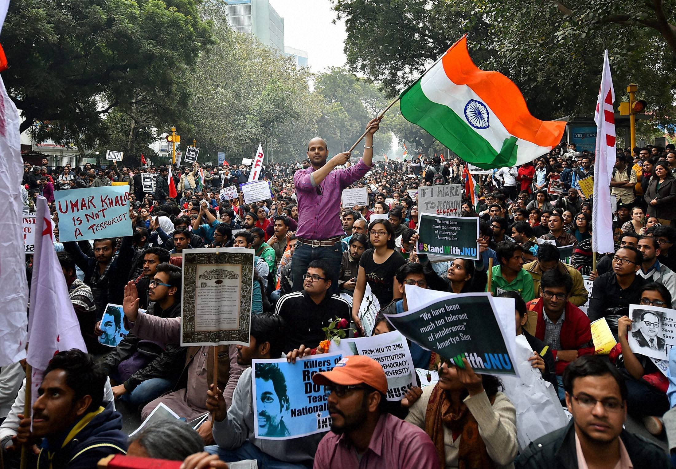 In Pictures: When Thousands Took To Delhi Streets Demanding Kanhaiya ...