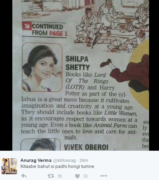 Shilpa Shetty Is Getting Trolled For Her Comment On George Orwell's  Classic, Animal Farm