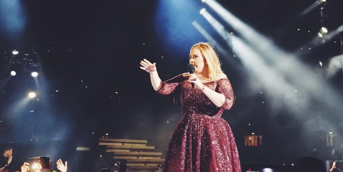 Adele Sparkles in Louis Vuitton & Schiaparelli Gowns at London Concert – WWD