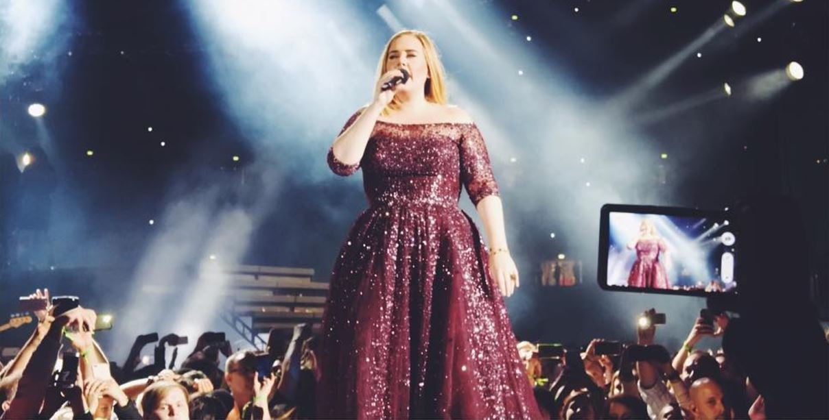 Adele Sparkles in Louis Vuitton & Schiaparelli Gowns at London Concert – WWD