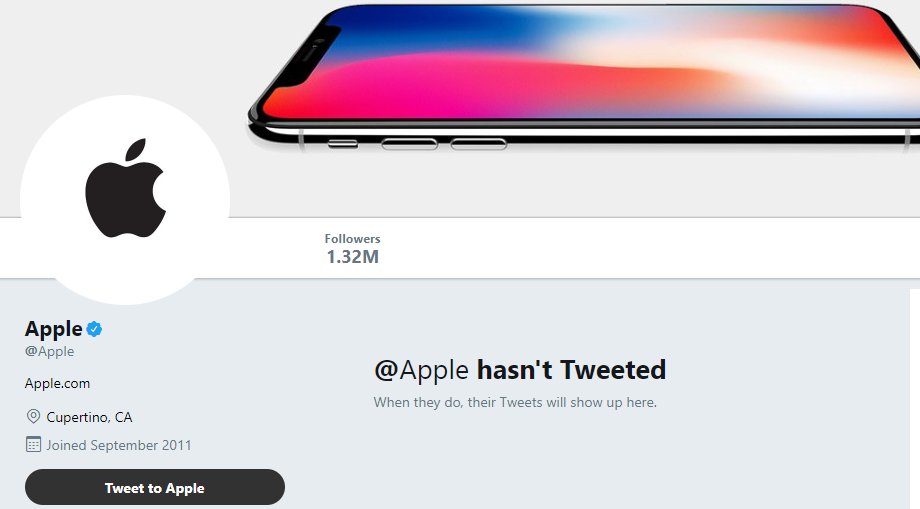 Apple’s Twitter Account Is Tweeting But You Can’t See Any Of Its Tweets