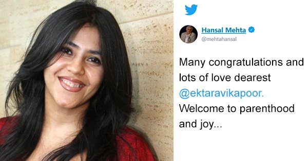 Ekta Kapoor Becomes A Mom Via Surrogacy; Welcomes Baby Boy As Twitter ...