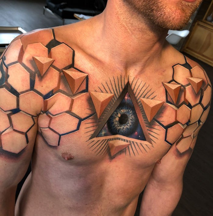 Tattoo uploaded by Tara  Seeing double opticalillustion 3D triangle  circles  Tattoodo