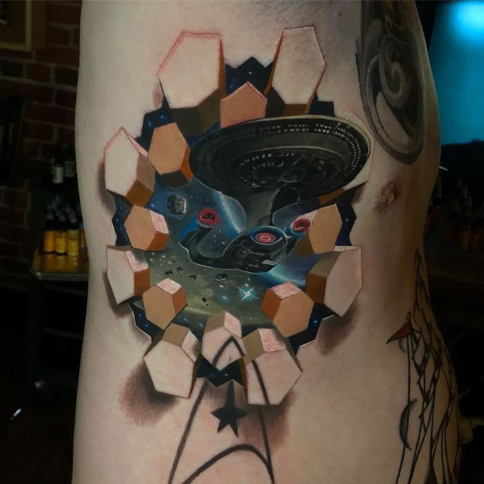 Geometric Space by Dillon Land at Emerald Empire Tattoo in Lubbock, TX. : r/ tattoos