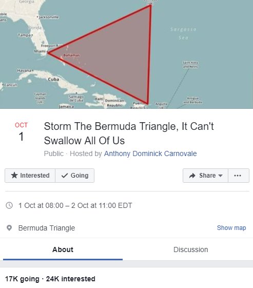 After Area 51 40 000 Join Fb Event To Storm Bermuda Triangle ‘cos ‘it Can T Swallow All Of Us