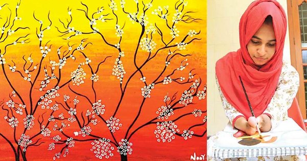 Meet 17-yo noor jaleela. An inspirational painter, violinist & singer born without forearms & legs - scoopwhoop