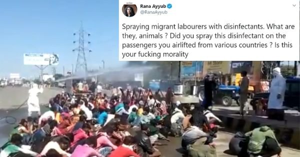 Twitter slams up govt. For spraying disinfectant on migrant workers who returned from delhi - scoopwhoop