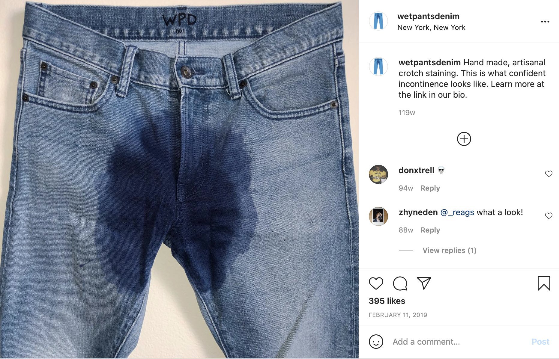 Company That Sells Jeans With Fake Pee Stains On Them