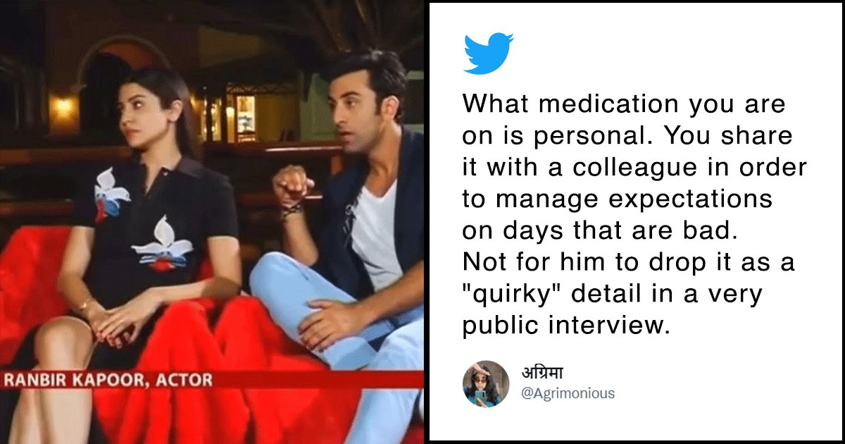 Anushka Sharma Watching Fucking - Ranbir Kapoor Joking About Anushka Sharma's Meds In An Old Video Has Got  Twitter Appalled