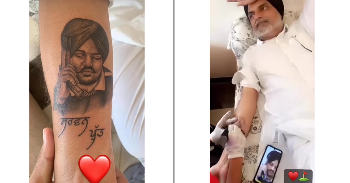 Slain Rapper Sidhu Moose Wala's Father Gets Son's Face Tattooed On His Arm,  Video Goes Viral