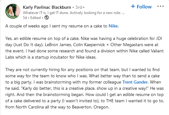 Karly Pavlinac Blackburn's LinkedIn