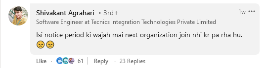 LinkedIn comment on notice period