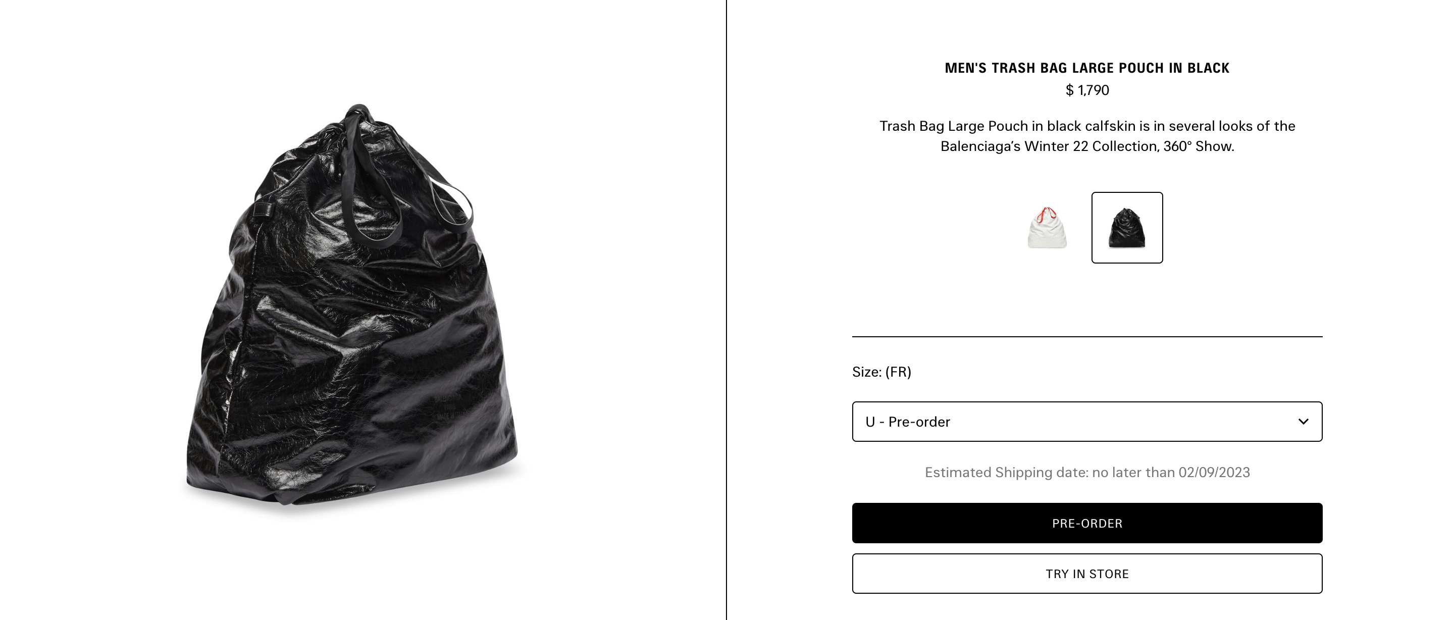 Shop Balenciaga Trash Bag Large Pouch