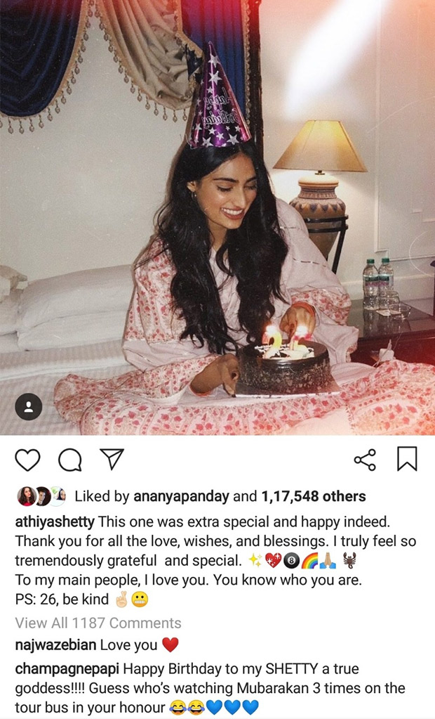 Drake's comment on Athiya's Instagram post