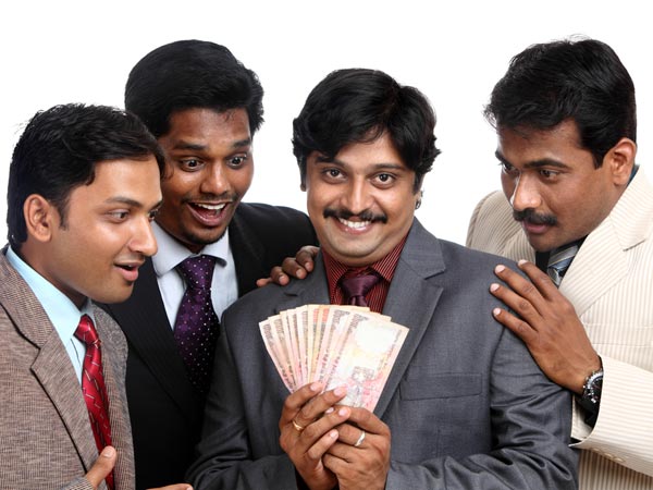 indian men in corporate celebrating