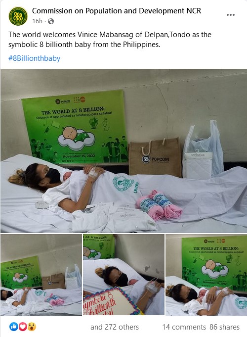 Eight billionth baby in Philippines