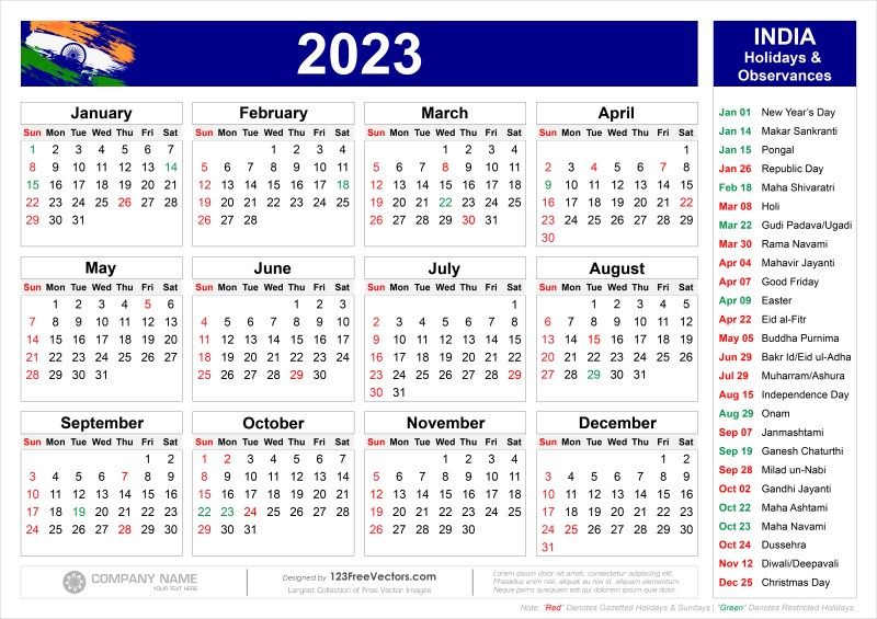 2023 holiday calander for boss