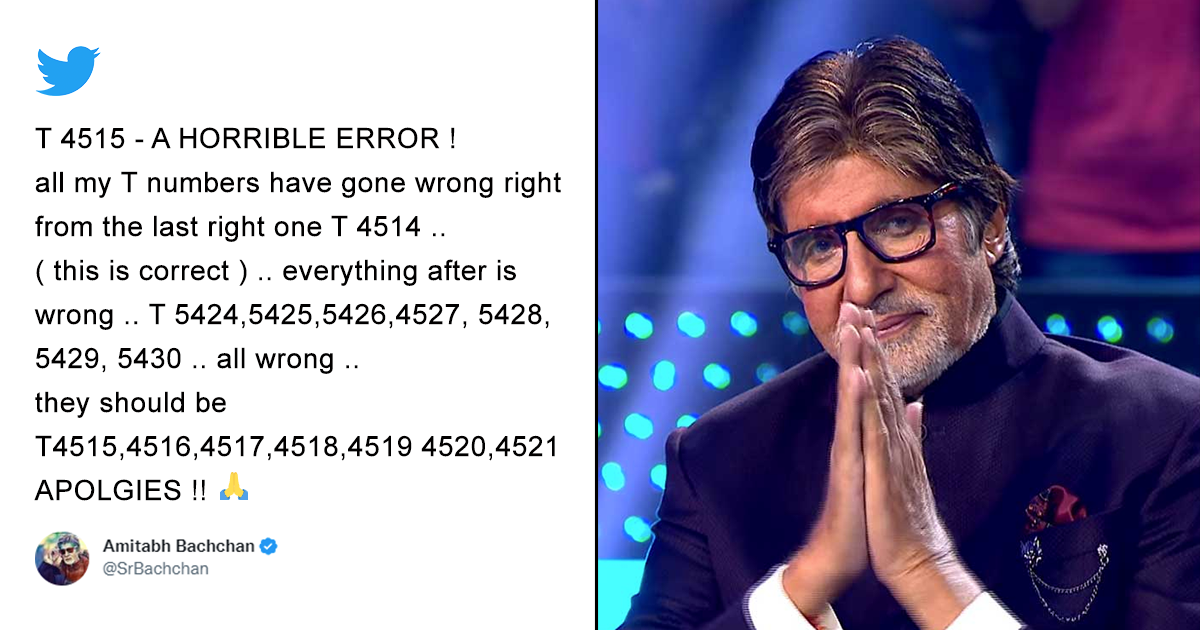 Amitabh Bachchan Once Again Numbers His Tweets Wrong