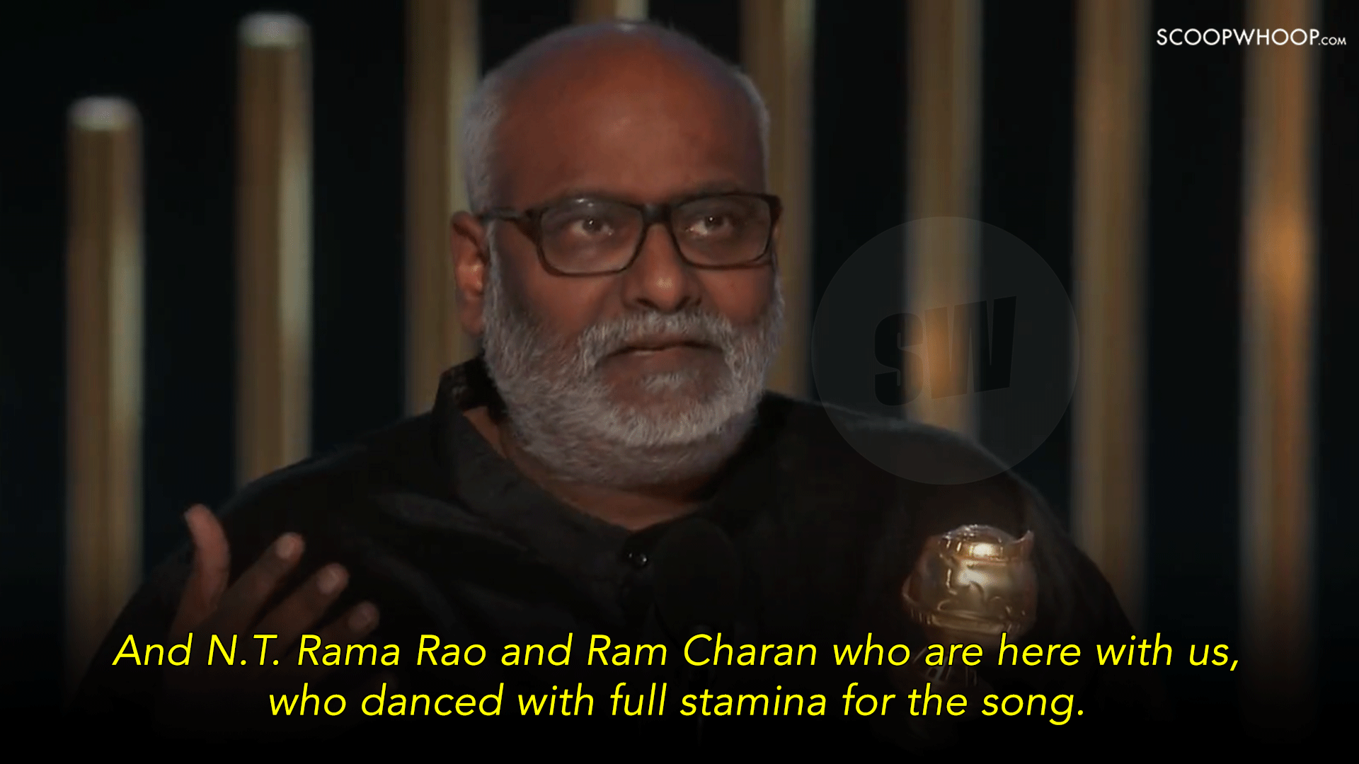 RRR MM Keeravani Golden Globe acceptance speech for Naatu Naatu