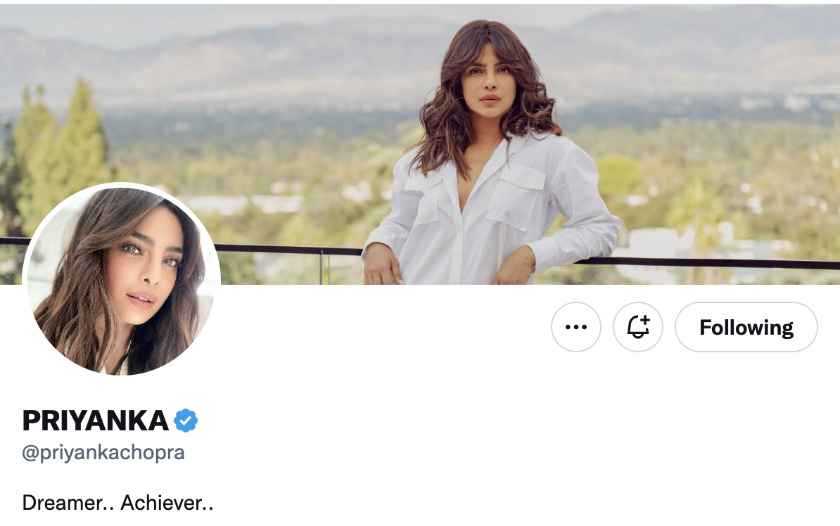 priyanka chopra twitter bio