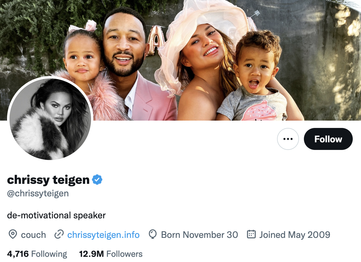 chrissy teigen twitter bio