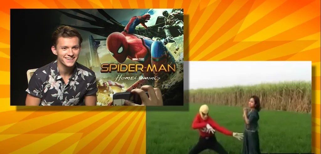 craziest crossovers of all time Tom Holland spiderman watching Bhojpuri song