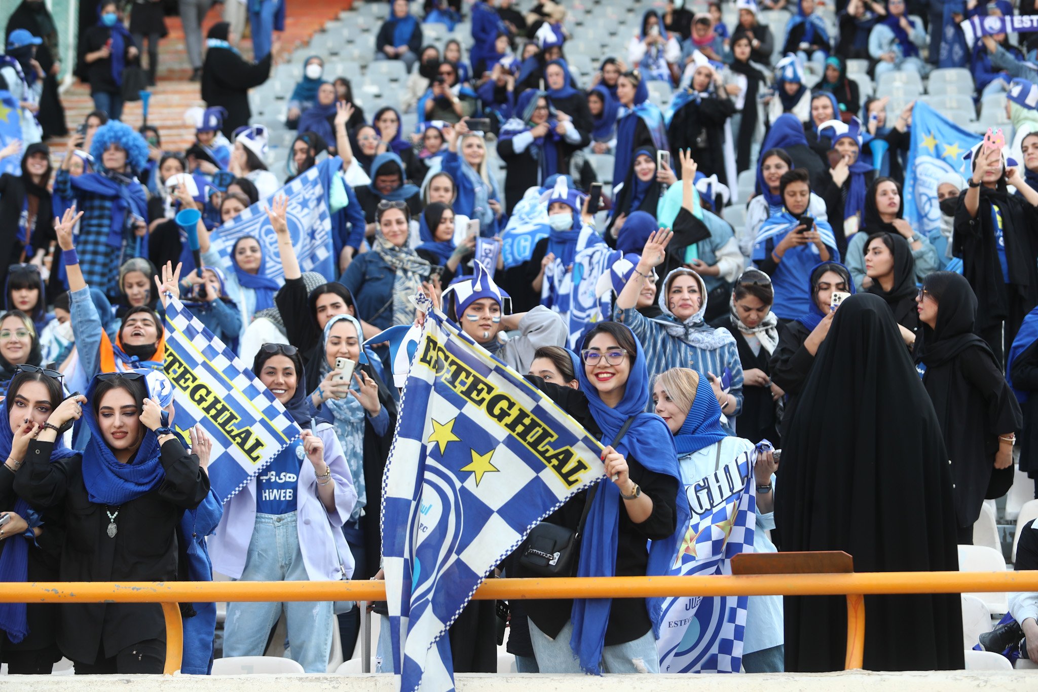 Iranian women in football stadium