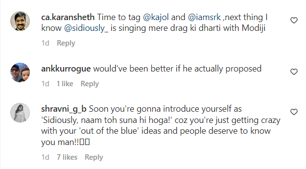 Instagram comments on DDLJ video