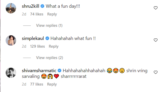 instagram comments on shararat reel