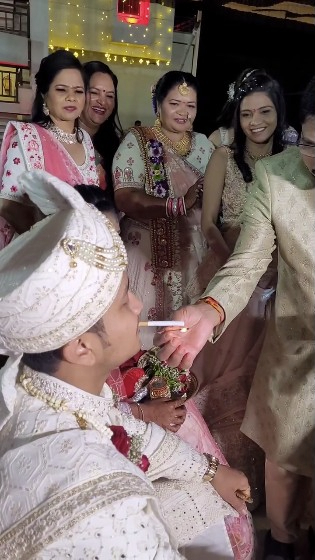 Desi In-Laws Put A Cigarette In The Groom's Mouth