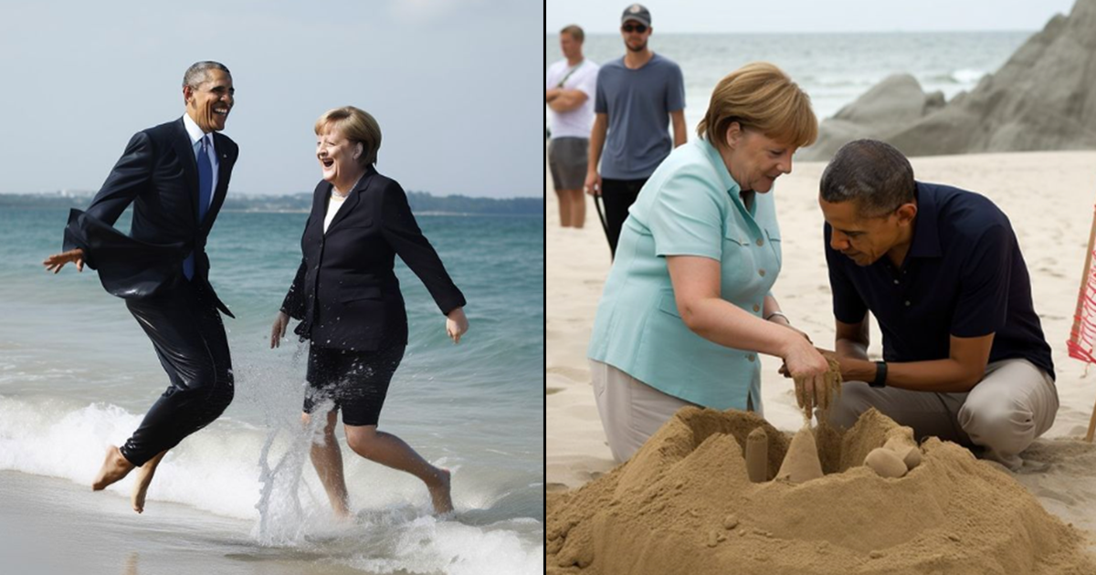 Ai Generated Pics Of Obama And Angela Merkel Having Fun At The Beach