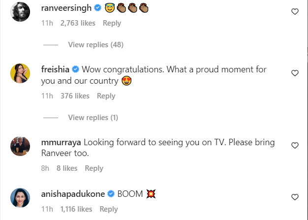 Deepika Padukone Instagram comments