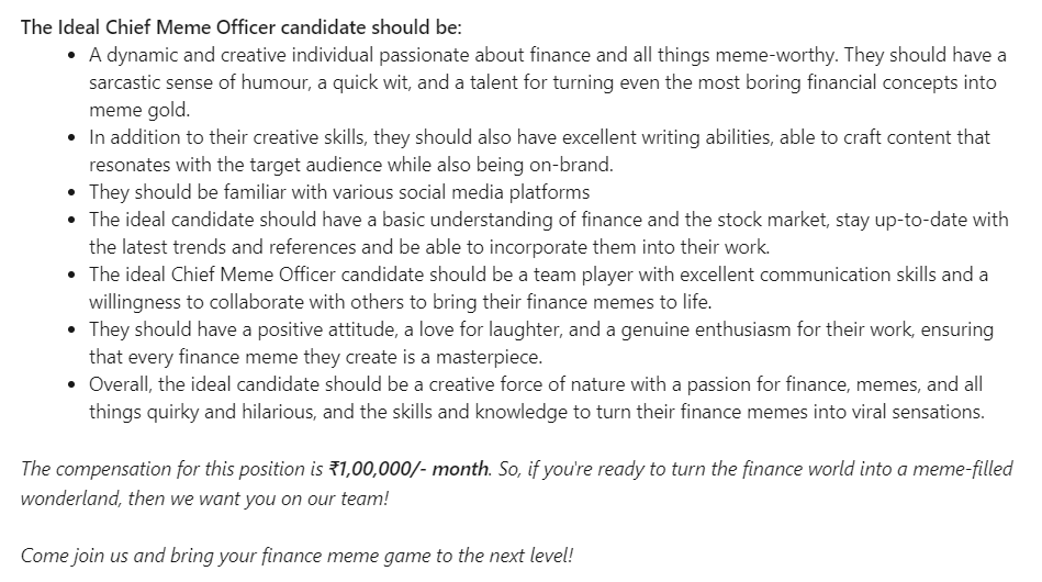 chief meme officer job post