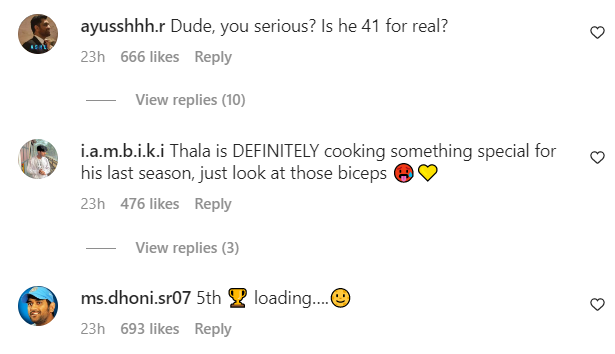 comments on csk's post featuring dhoni
