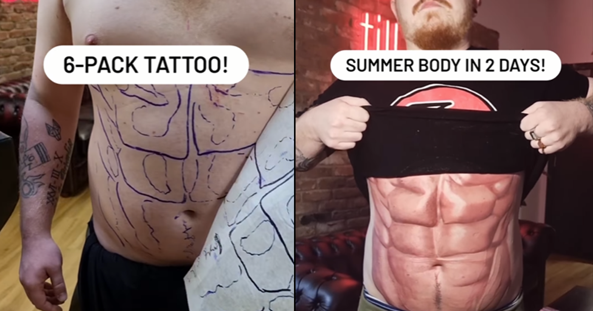 Man gets six-pack tattooed on belly to make sure he's 'summer ready'