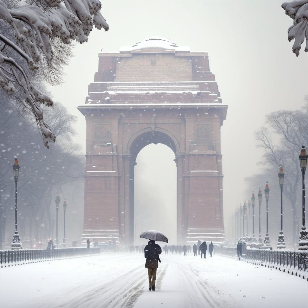 AI-generates image of Delhi in snow