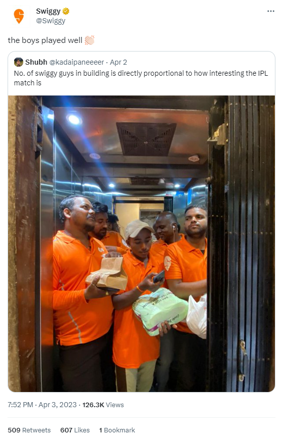 swiggy reply to ipl food delivery executives