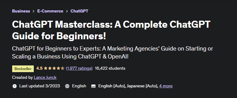 ChatGPT masterclass for beginner UDEMY