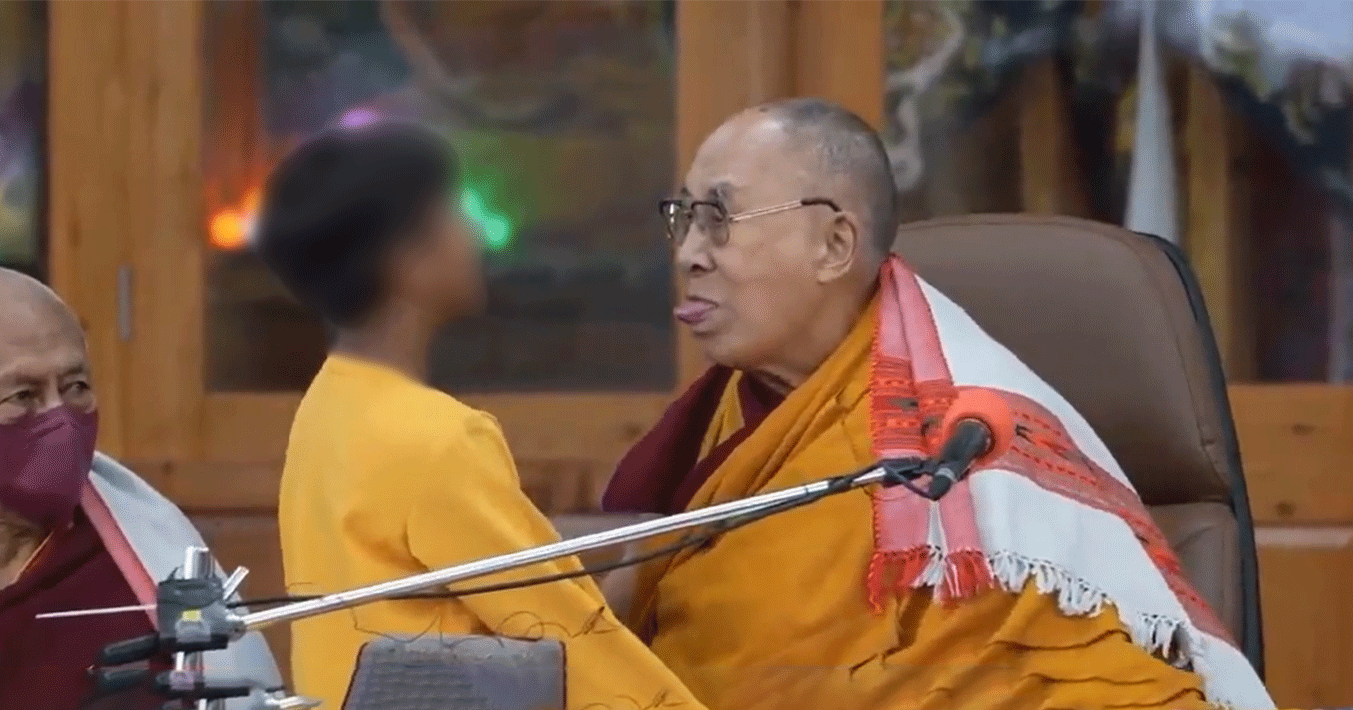 Tibetan leader Dalai Lama asks a minor boy to suck his tongue