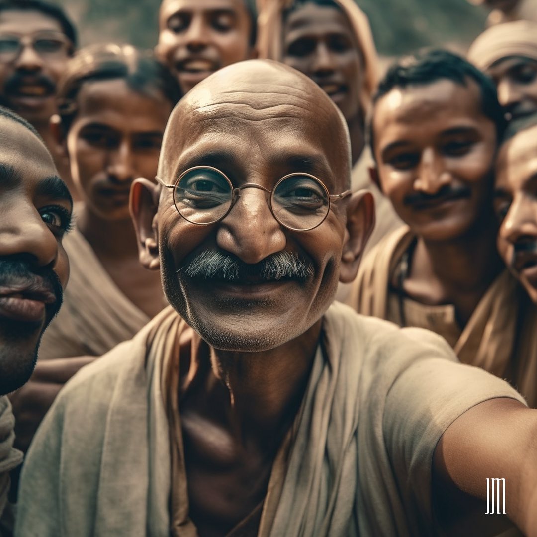 Ai generated images selfie Mahatma Gandhi