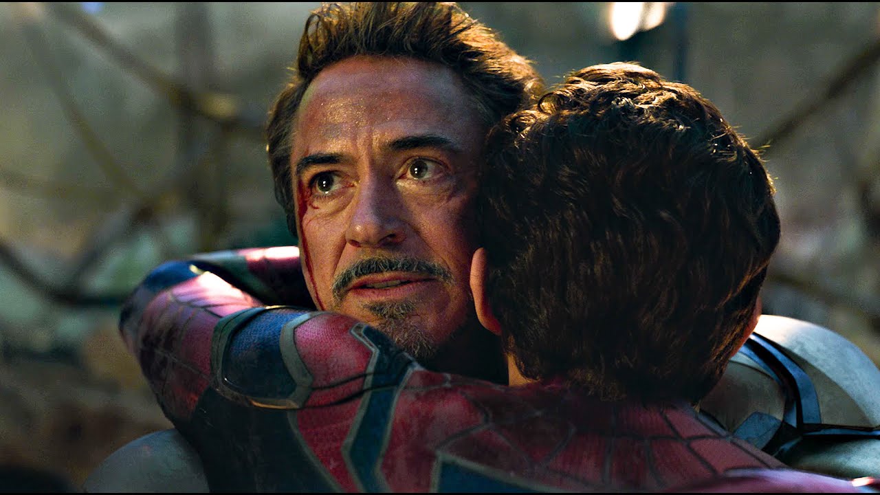 Iron Man Spider Man hug best scene of Avengers Endgame