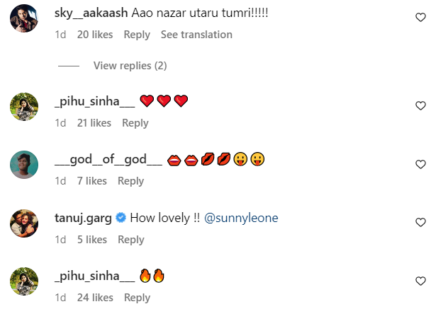 comments on sunny leone's insta post