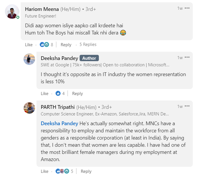 deeksha pandey's linkedin post