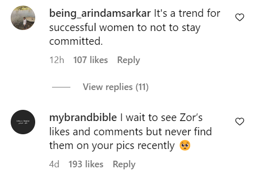 Comments on her post