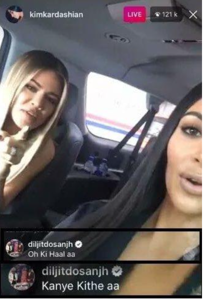 Diljit Dosanjh on social media Kim Kardashian live comments