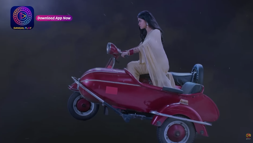 Indian TV serial woman flies to the scooter